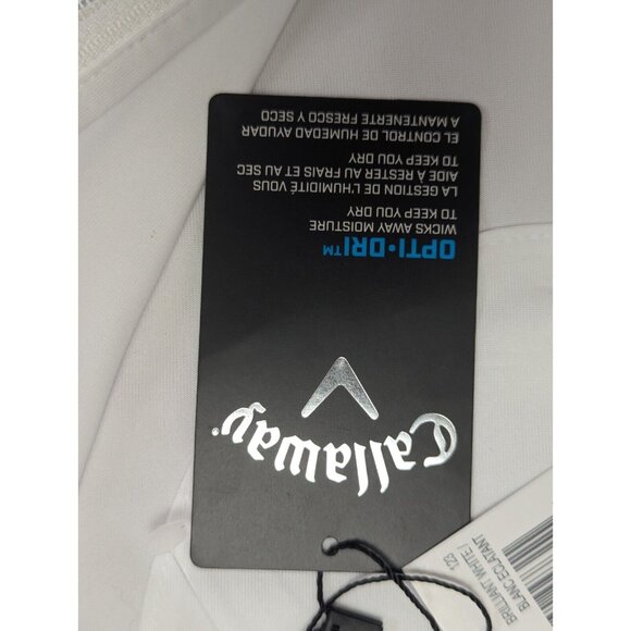 Callaway Polo Shirt Mens XL White Fabric Opti-Dri Performance Golf NWT - Picture 7 of 9